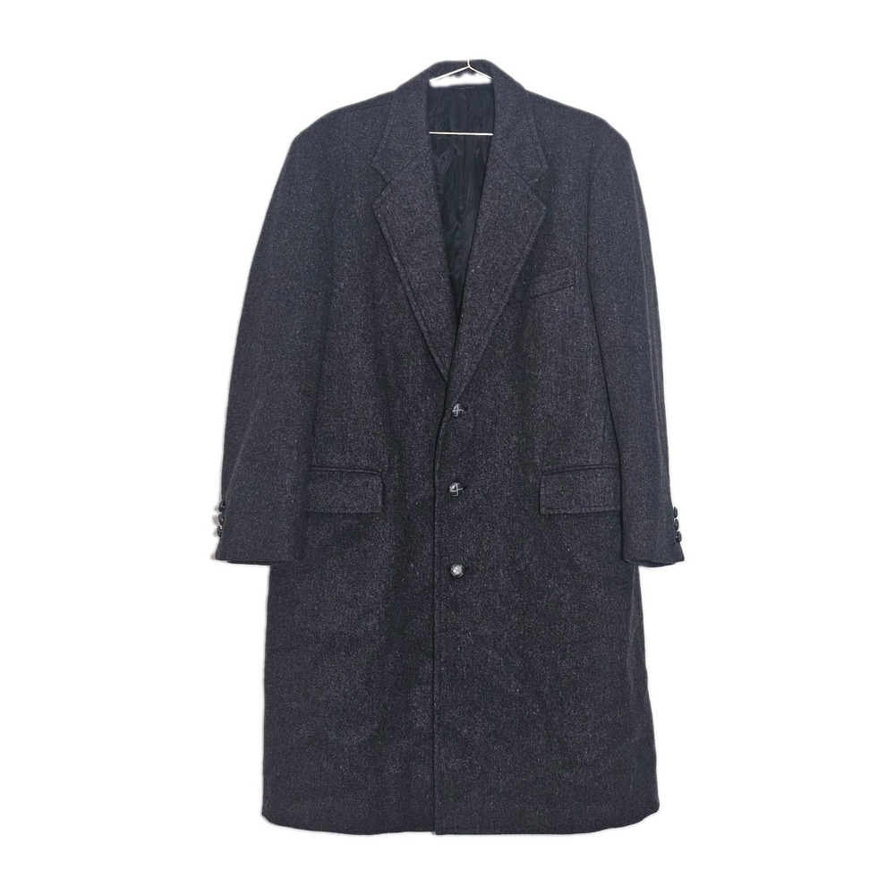 Vintage Mens Coat Jordache sz 42 Charcoal Gray Wool Overcoat Winter Trench Coat